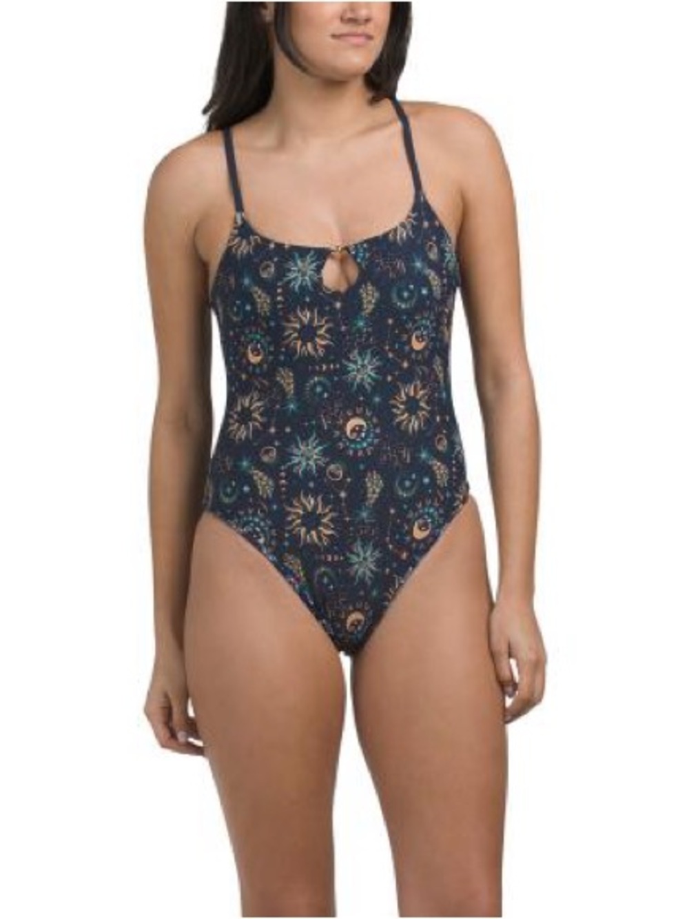 NWT- VACANCY CO Women's Navy Celestial reversible print One-Piece Swimsuit